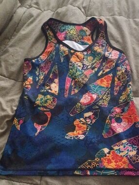 INKnBURN Multicolor Floral & Abstract Racerback Tank - Navy Base